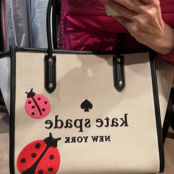 Kate Spade New York NWT ELLA LADYBUG TOTE BAG- Canvas w/Pebble Leather Trim - Picture 17 of 17